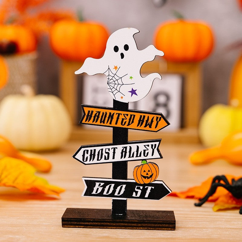 Halloween Pumpkin Letter Ghost Wooden Decoration