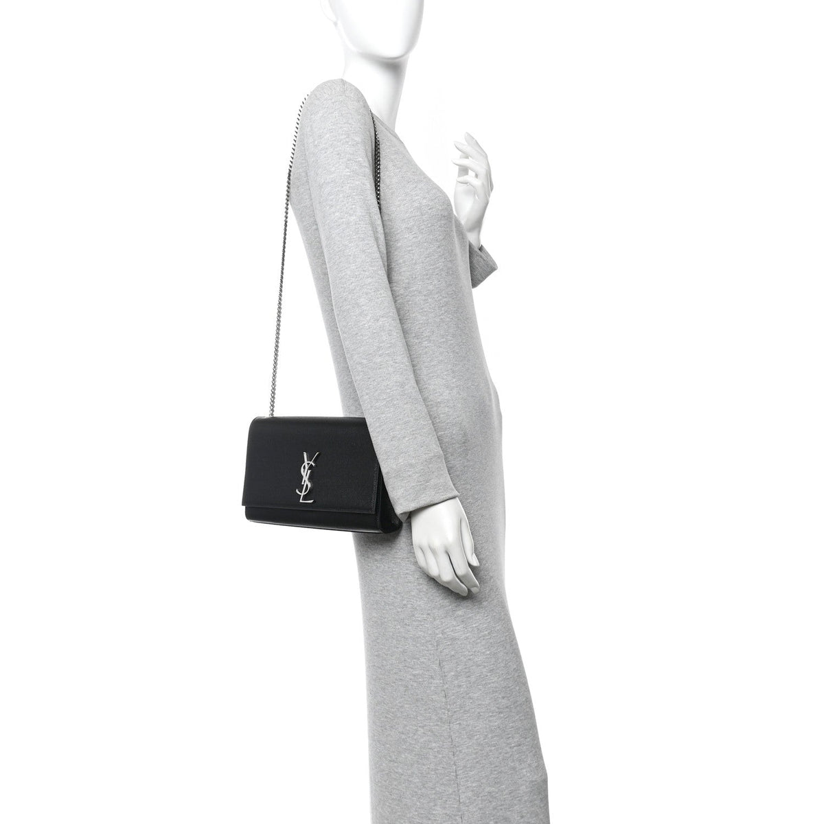 Grain De Poudre Medium Classic Monogram Kate Satchel Black