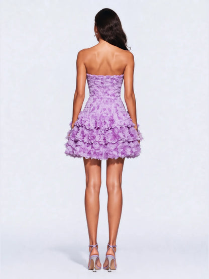 Estella 3D Floral Smocking Mini Dress