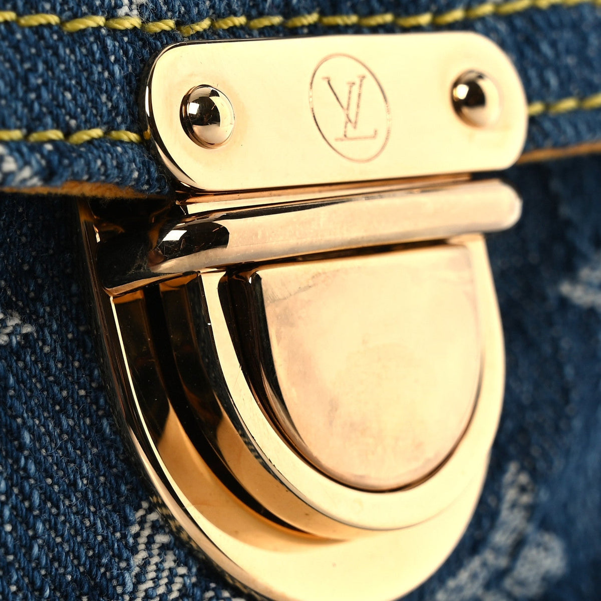 Monogram Denim Pochette Plat Clutch Blue