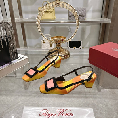 Viv 25 Slingback Yellow Orange Italian Leather 300782