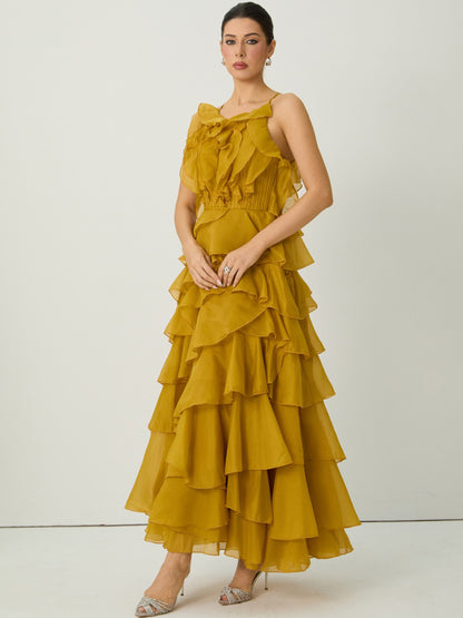 Luna Spaghetti Strap Tiered Ruffle Maxi Dress