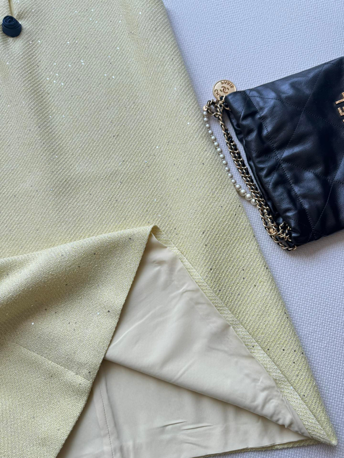 CC Sleeveless Dress Light Yellow Viscose Silk Wool 352986