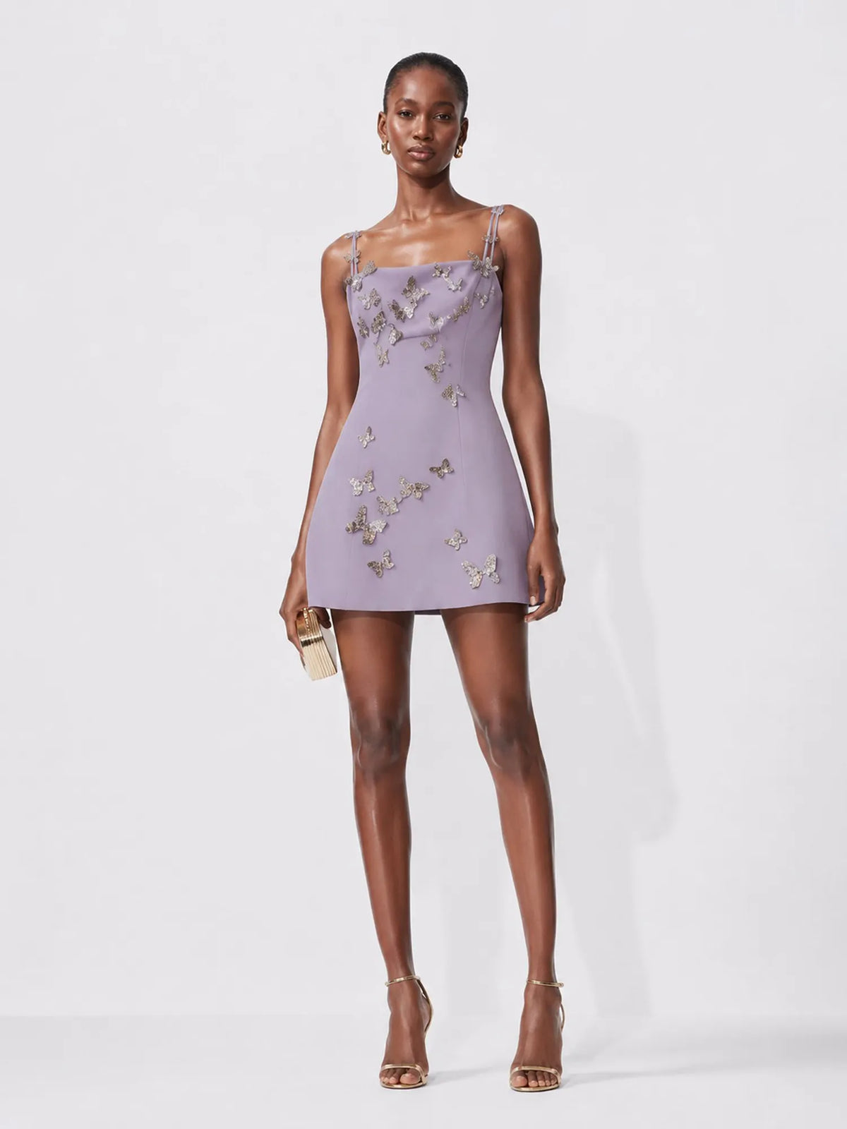 Octavia 3D Butterfly Mini Dress In Purple