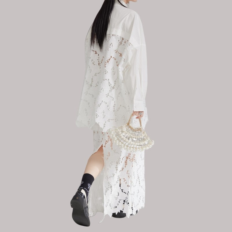 Lace-Trimmed Panel Skirt