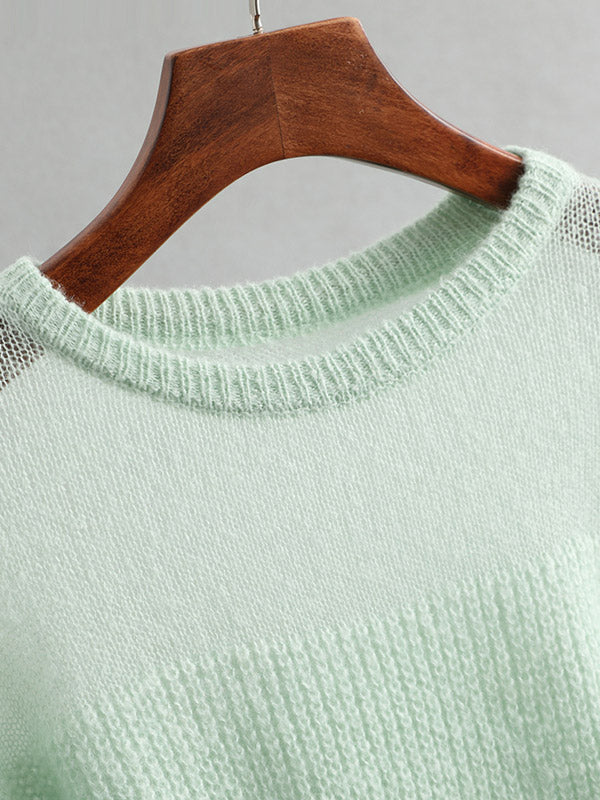 Urban Loose Solid Color Round-Neck Sweater Top
