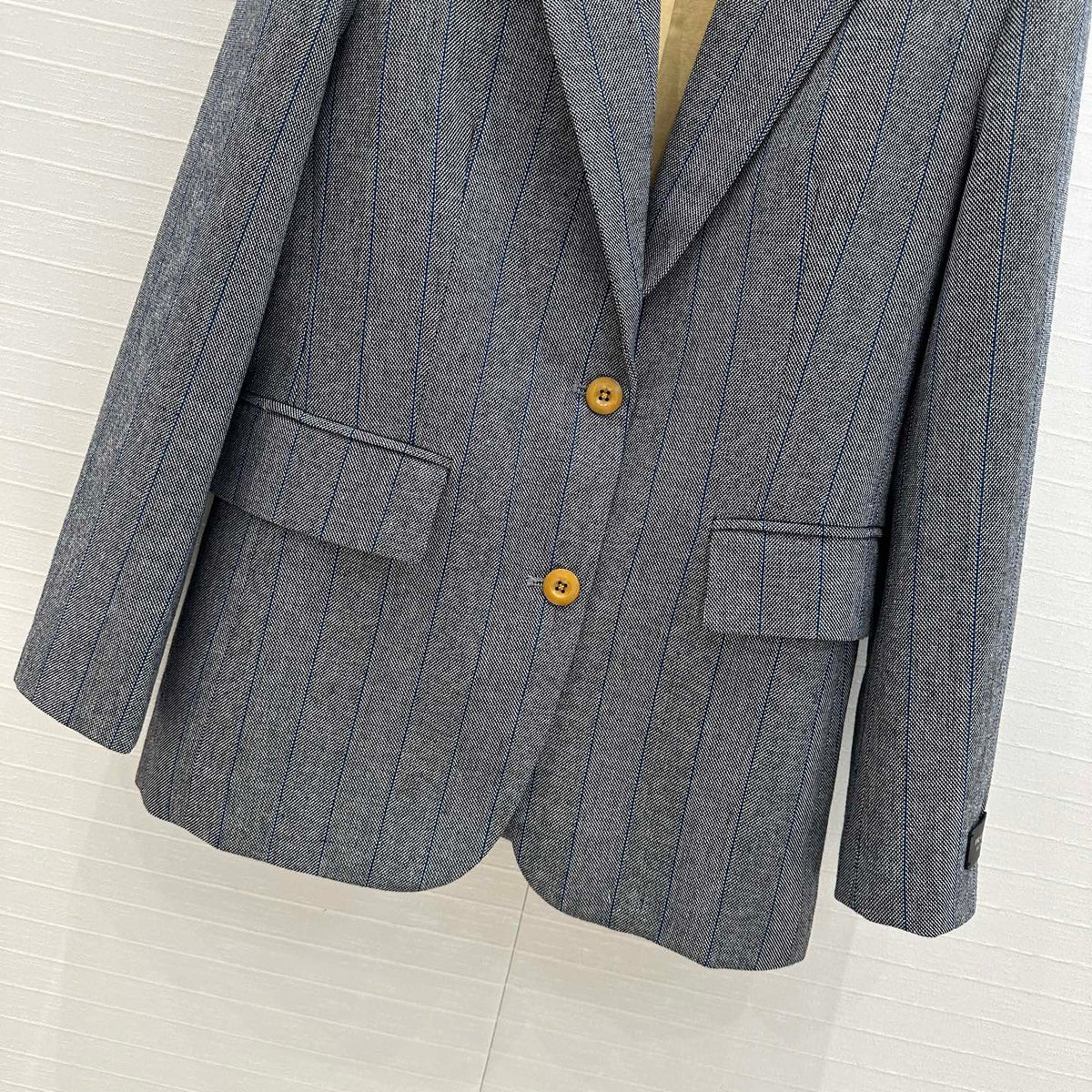 Prada 25 Striped Vest Suit Gray Wool Polyester