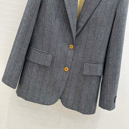 Prada 25 Striped Vest Suit Gray Wool Polyester