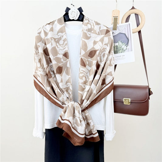 Thin Printed Long Silk Scarf