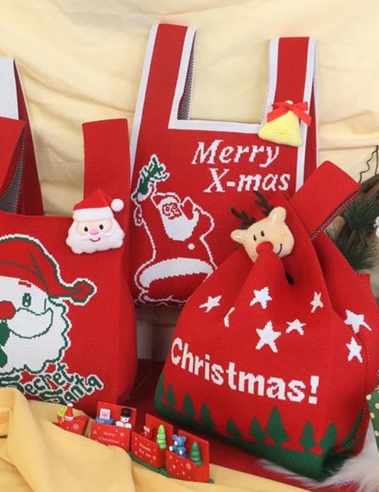 Merry Christmas Wristlet Knit Gift Bag