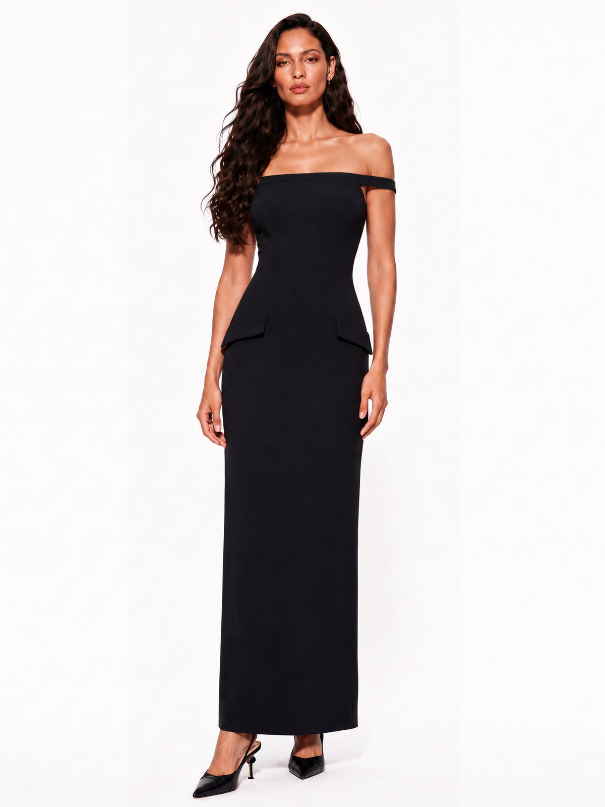 Esmeralda Beaded Off Shoulder Backless Maxi Dress