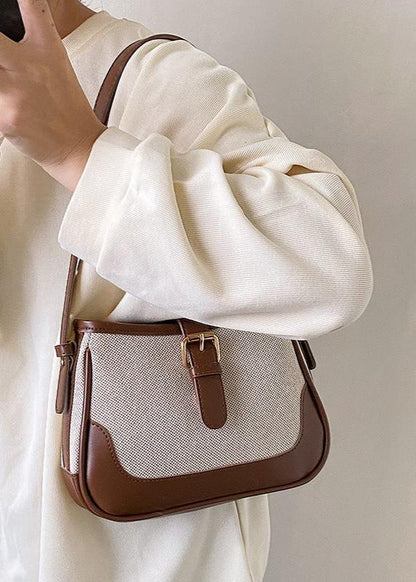 Canvas Shoulder Bag With Leather Trim