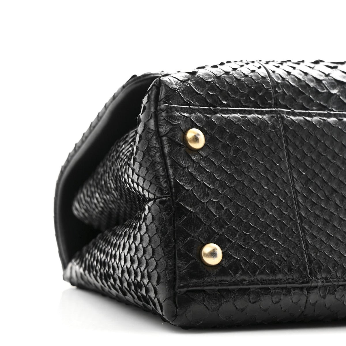 Snakeskin Small Coco Handle Flap Black