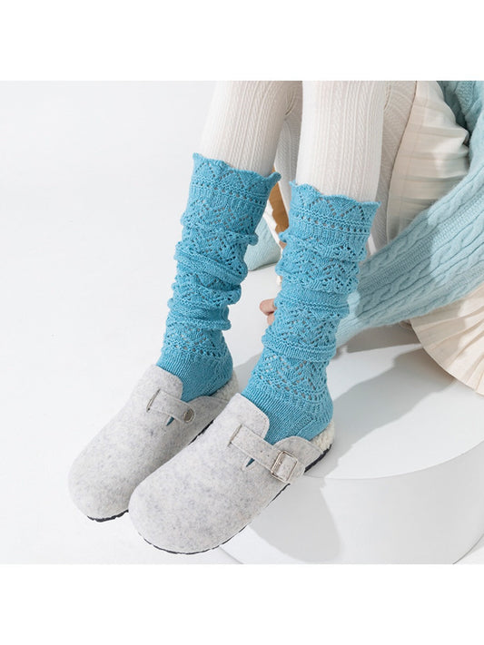 Rufia - Vintage-inspired Knit Socks with Embossed Openwork