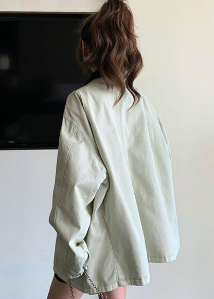 Oversized Cotton Canvas Utility Jacket Light Gray
