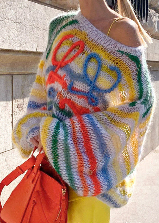 Sheer Knit Multicolor Oversized Sweater