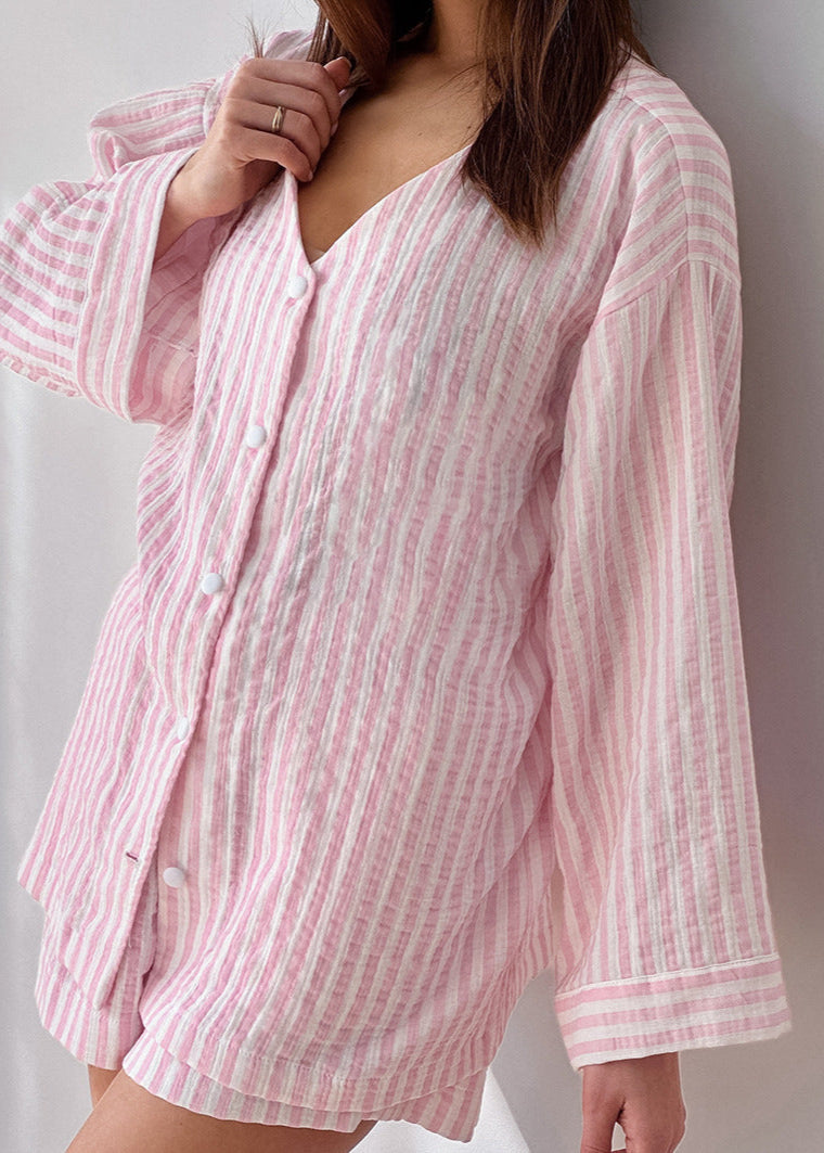 Striped Cotton Lounge Set With Relaxed Fit