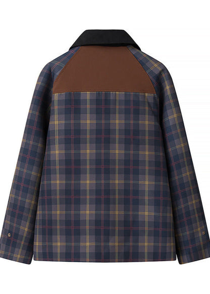 Plaid Oversized Jacket Structured Comfortable Fabric