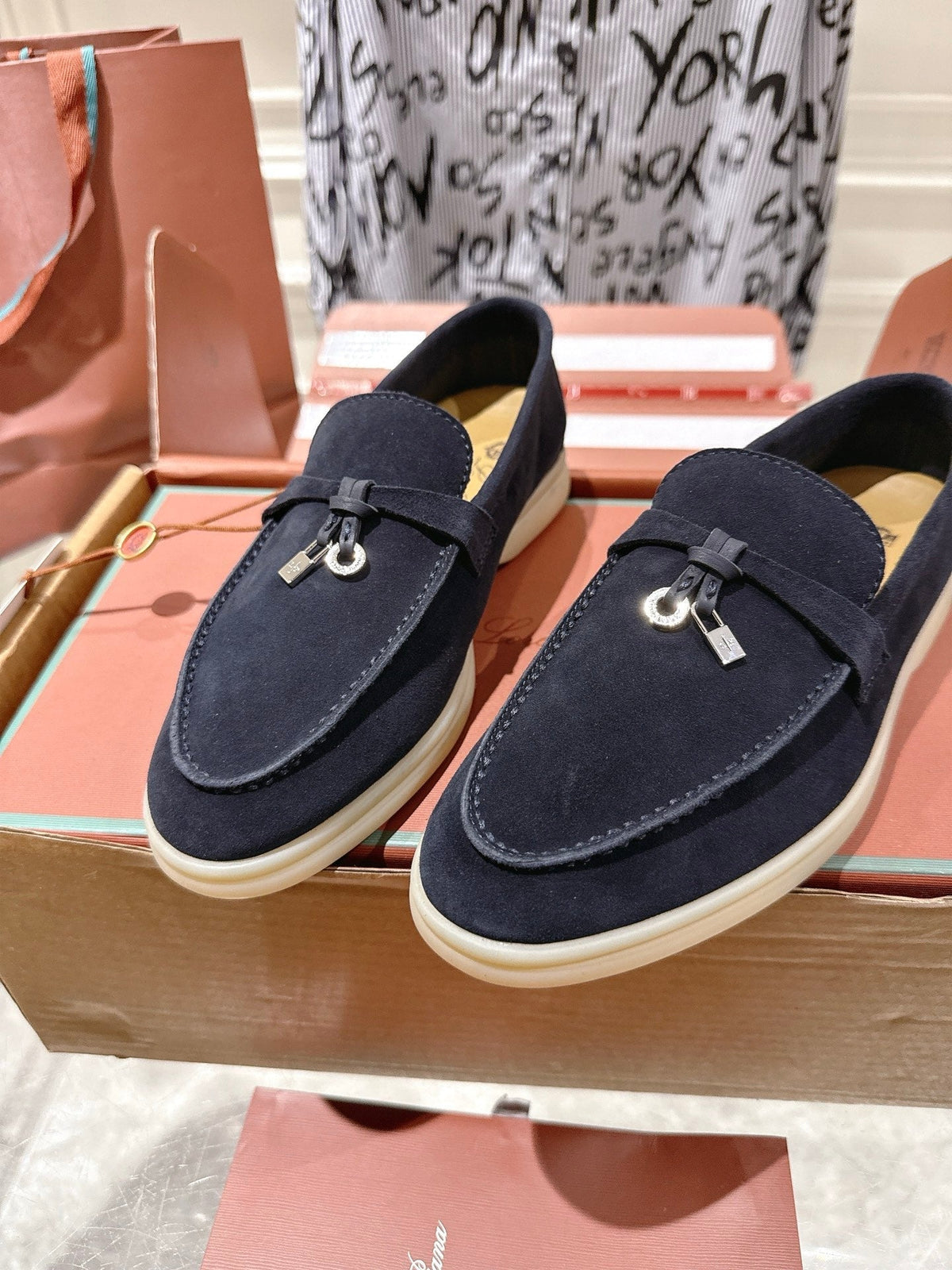 LP Summer Charms Walk Loafers Charcoal Blue Suede 565856