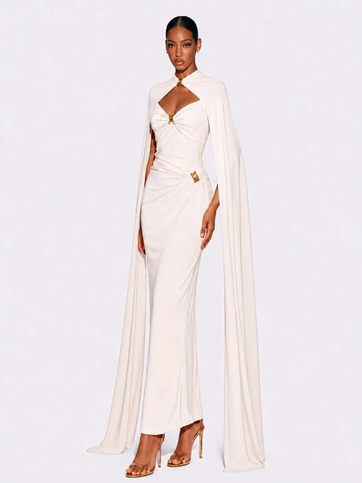Stella Elegant Strapless Shawl Maxi Dress