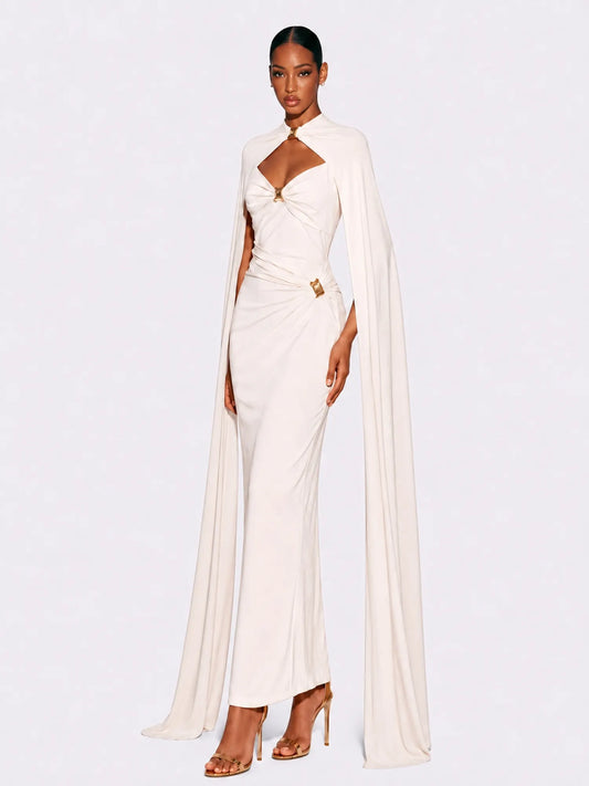 Stella Elegant Strapless Shawl Maxi Dress
