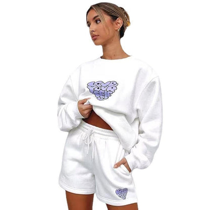 Casual Loose Round Neck Shorts Suit