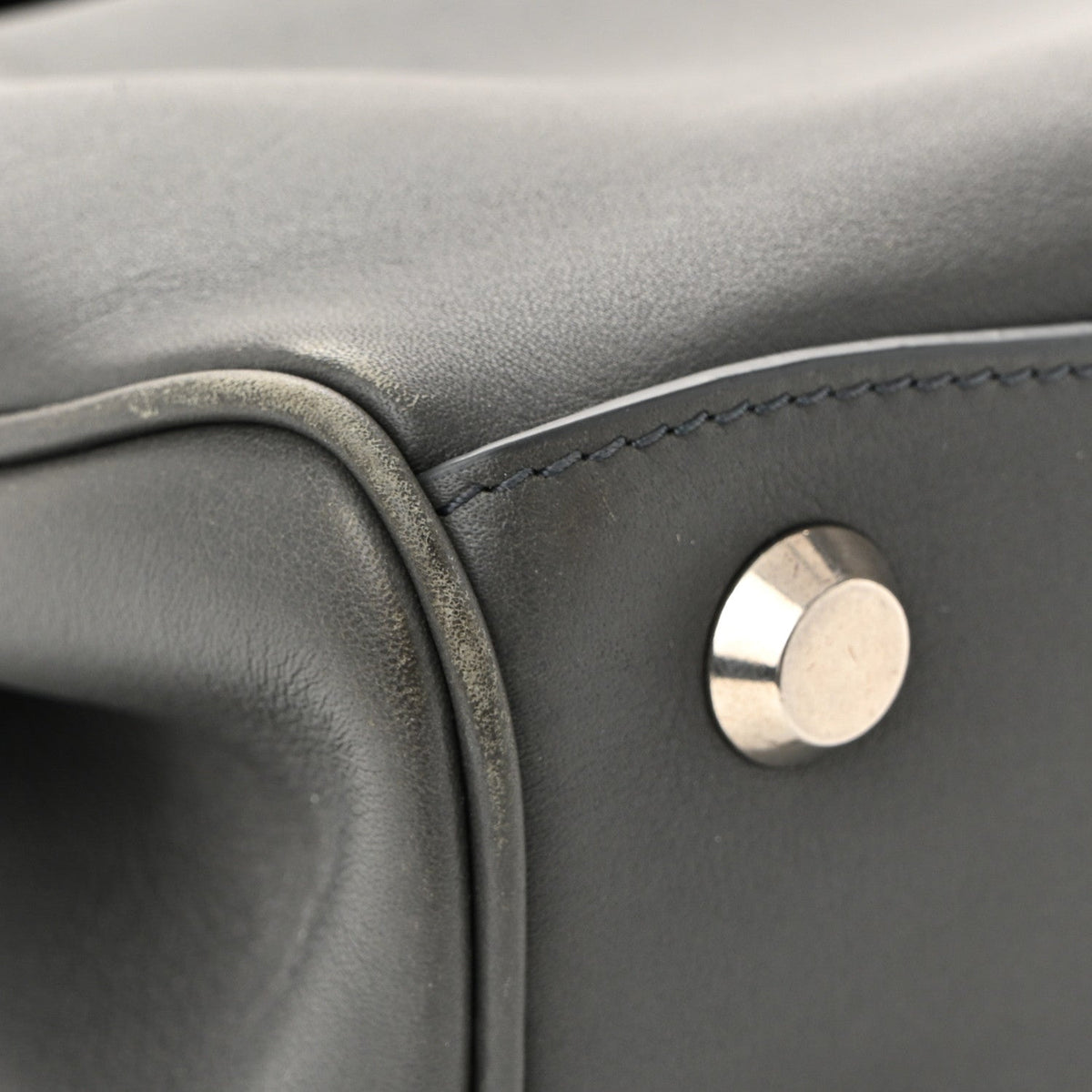 Natural Smooth Calfskin Mini Rodeo Top Handle Handbag Grey