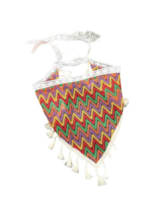 Haila - Boho Knit Tassel Triangle Scarf - Elegance