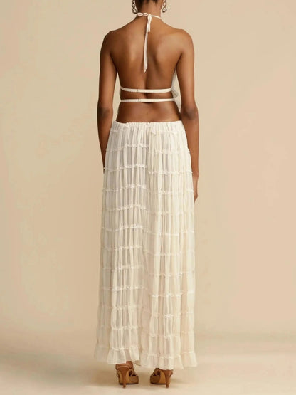 Ariana Tiered Chiffon Halter Two-Piece Maxi Set