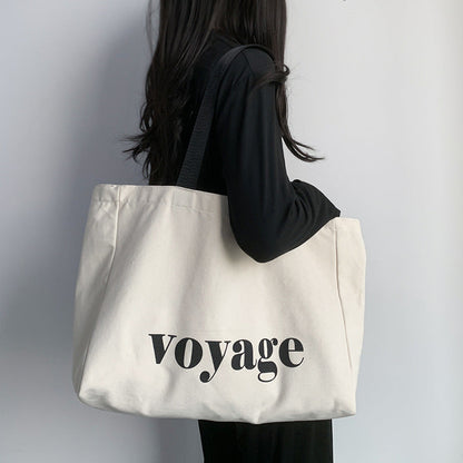 Large Capacity Travel Simple Letter Canvas Bag