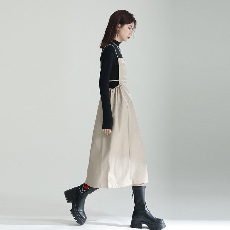 Cotton Polyester Sleeveless Dress Tied Waist Lace Collar