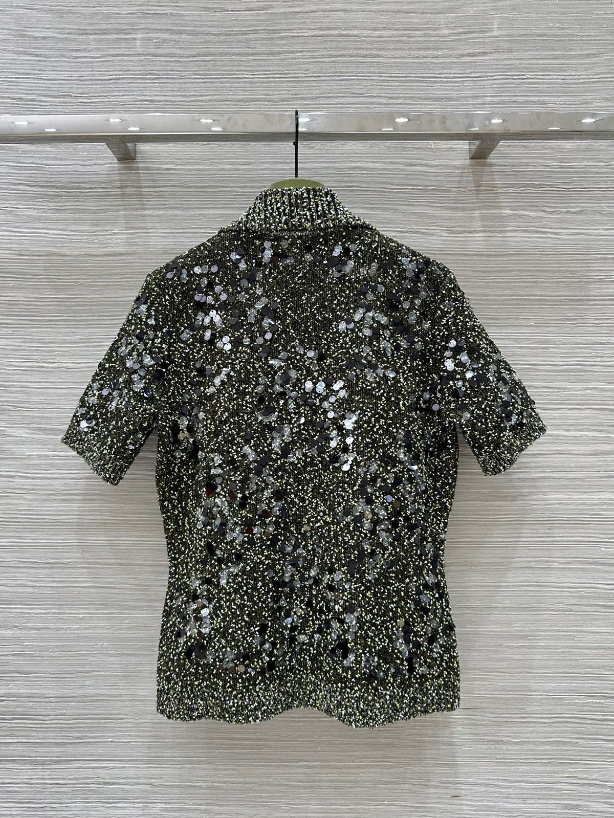 Gucci Knitted Polo Short-sleeved Top Green Wool