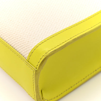 Canvas Calfskin Mini Vertical Cabas Neon Yellow