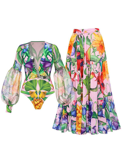 Esmeralda Lantern Sleeve Swimsuit Set