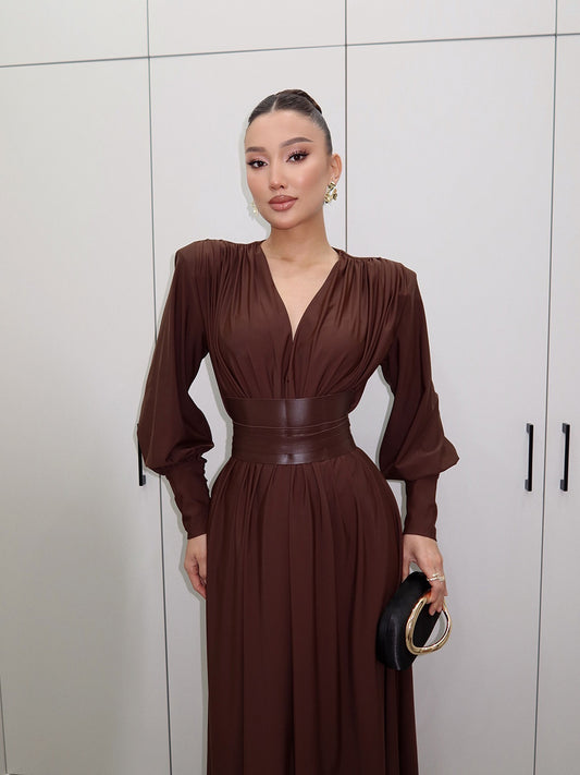 Gianna Maxi Dress In Browm