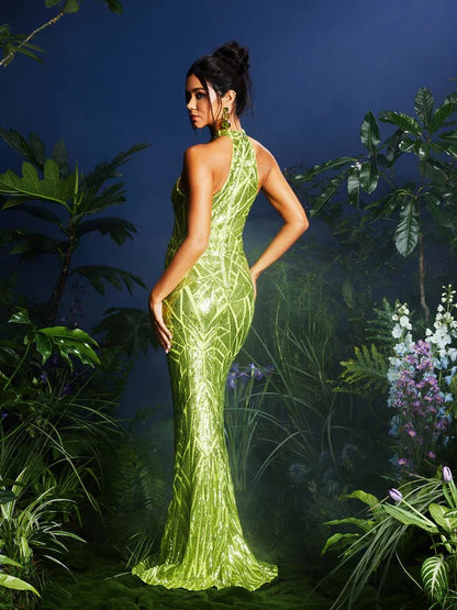 Lajita Halterneck Sequin Maxi Dress