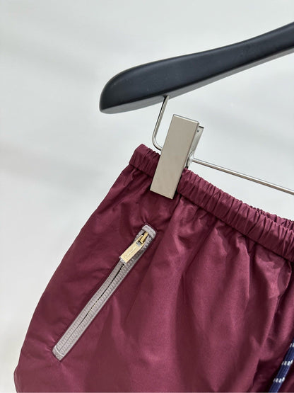 Miu Shorts Burgundy Windproof Fabric 349727