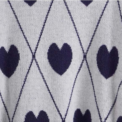 Sweet Heart Jacquard Crew Neck Knit Sweater
