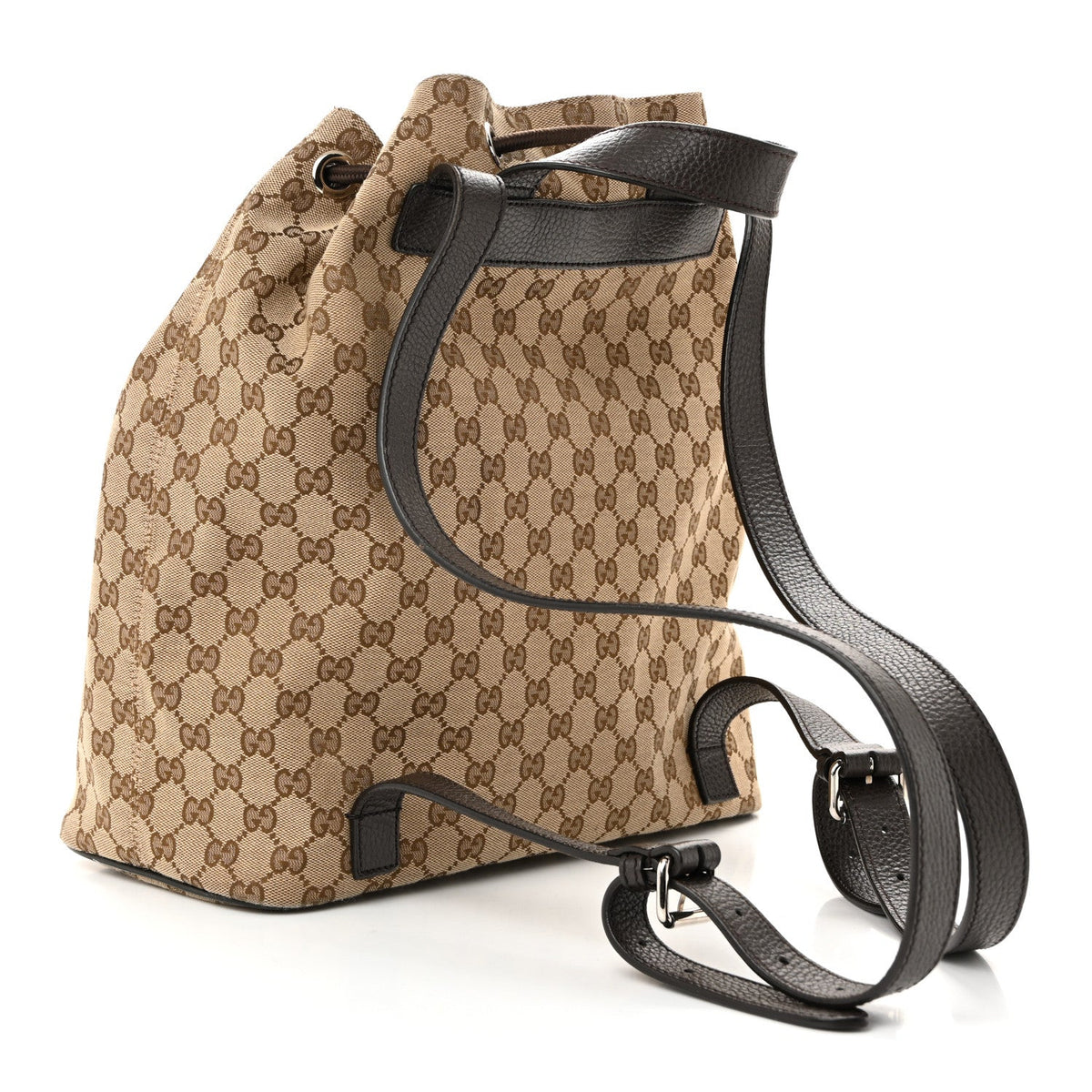 Monogram Dollar Calfskin O Drawstring Backpack Beige Ebony Testa di Moro Dark Chocolate