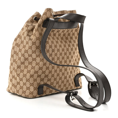 Monogram Dollar Calfskin O Drawstring Backpack Beige Ebony Testa di Moro Dark Chocolate