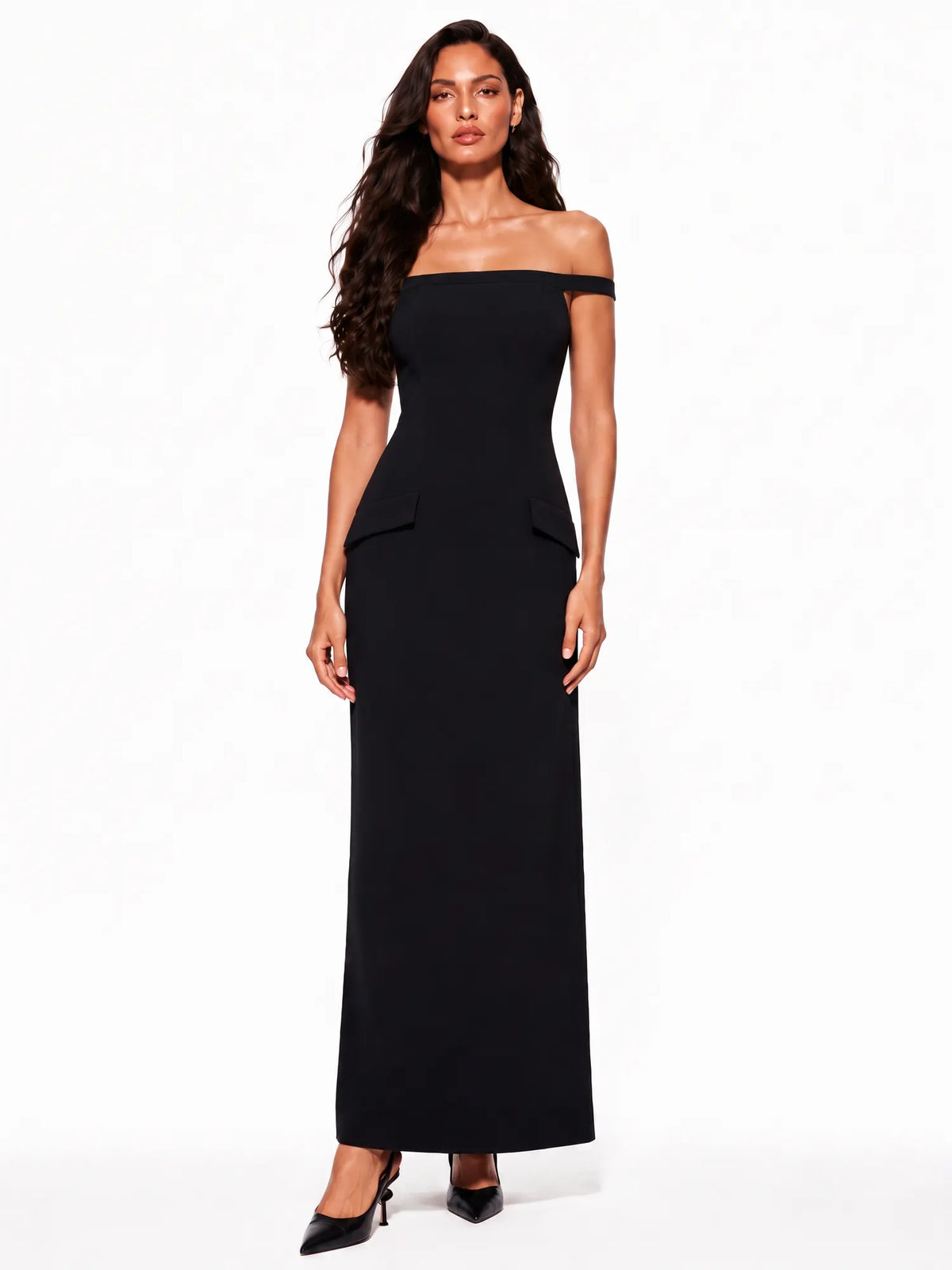 Esmeralda Beaded Off Shoulder Backless Maxi Dress