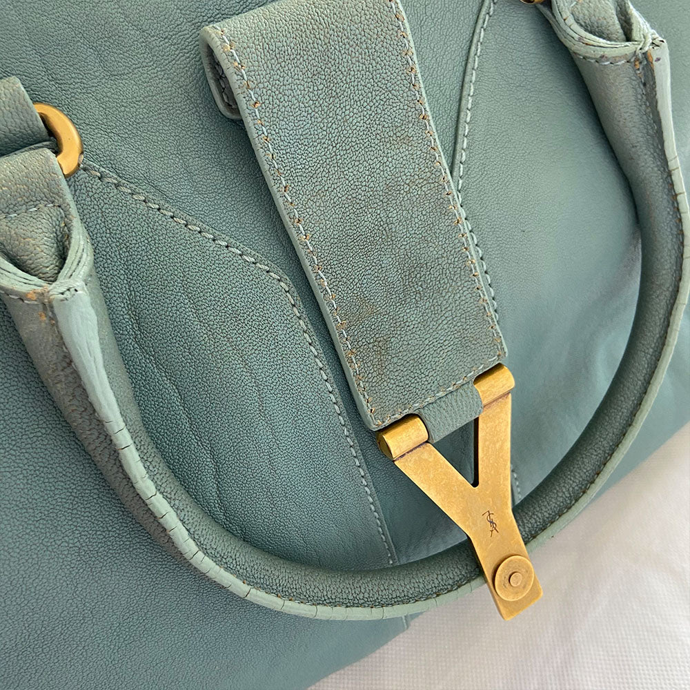 Saint Laurent Blue Leather Medium Cabas Chyc Tote