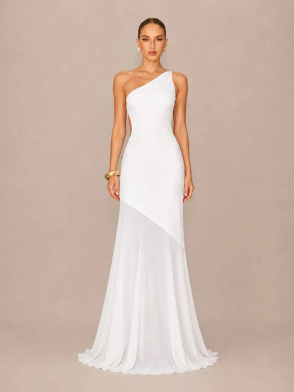 Liliana One-Shoulder Sleeveless Open-Back Maxi Dress
