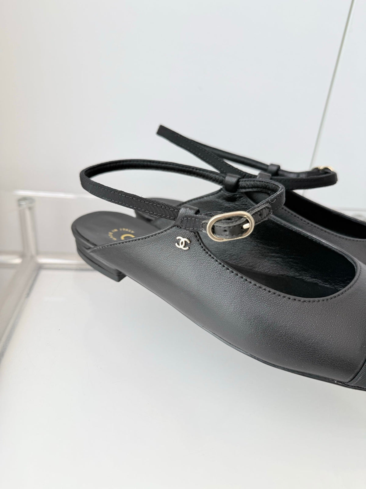 Chanel 26 Slingback Flats Black in Lambskin 597391