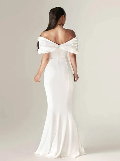 Nevaeh Crepe Ruffle Shoulder Maxi Dress