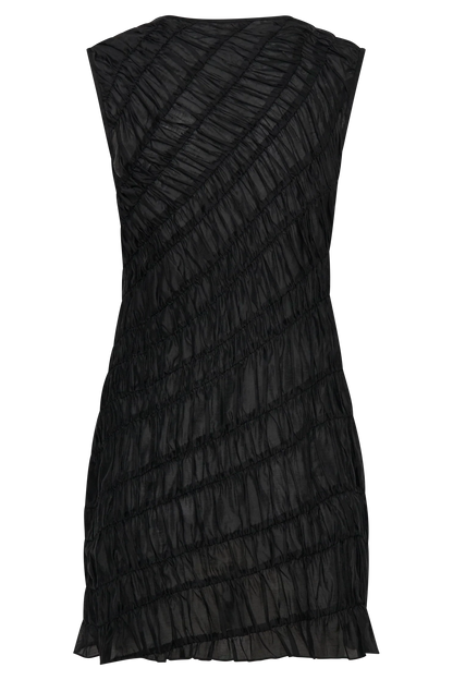 Adella Gathered Mini Dress - Black
