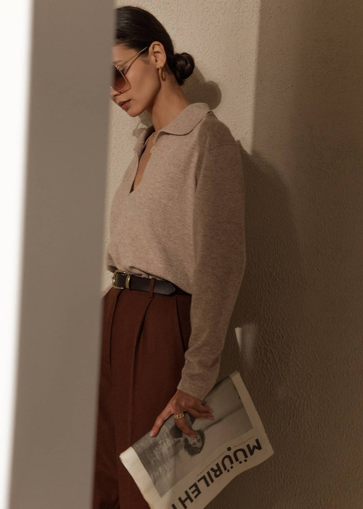 Soft Knit Polo Sweater In Plush Knit Fabric
