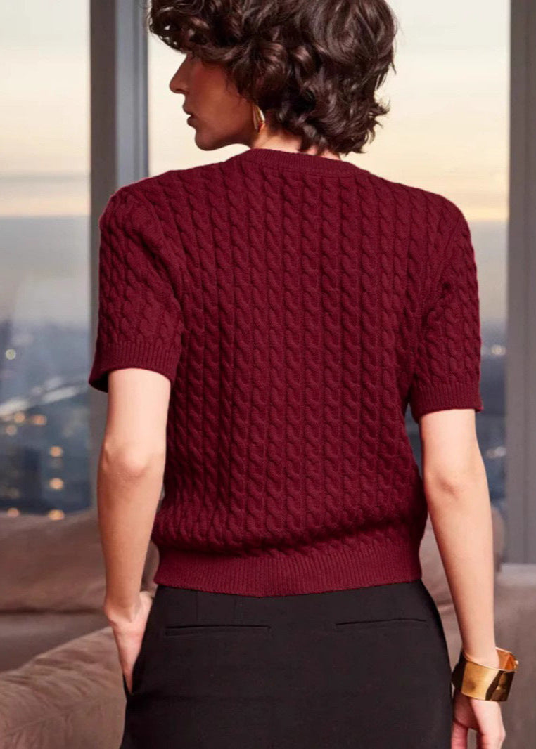 Cable Knit Button Cardigan In Soft Knit Fabric