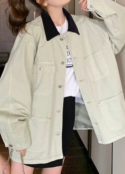 Oversized Cotton Canvas Utility Jacket Light Gray