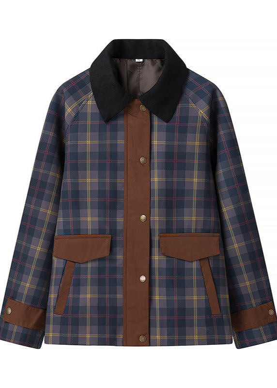 Plaid Oversized Jacket Structured Comfortable Fabric